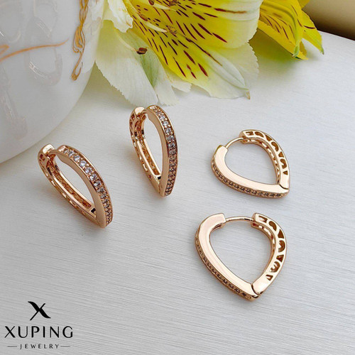 گوشواره زنانه حلقه ای قلب نگین دار برند ژوپینگ