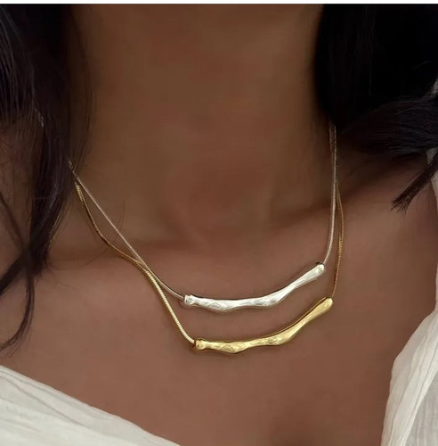 گردنبند زنانه دفرمه منحنی استیل برند استنلس استیل