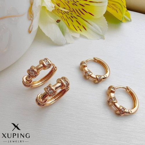 گوشواره زنانه حلقه ای گره ای نگین دار برند ژوپینگ