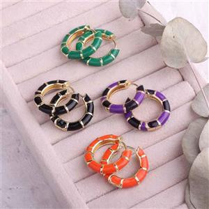 گوشواره زنانه حلقه ای میناکاری برند فشن